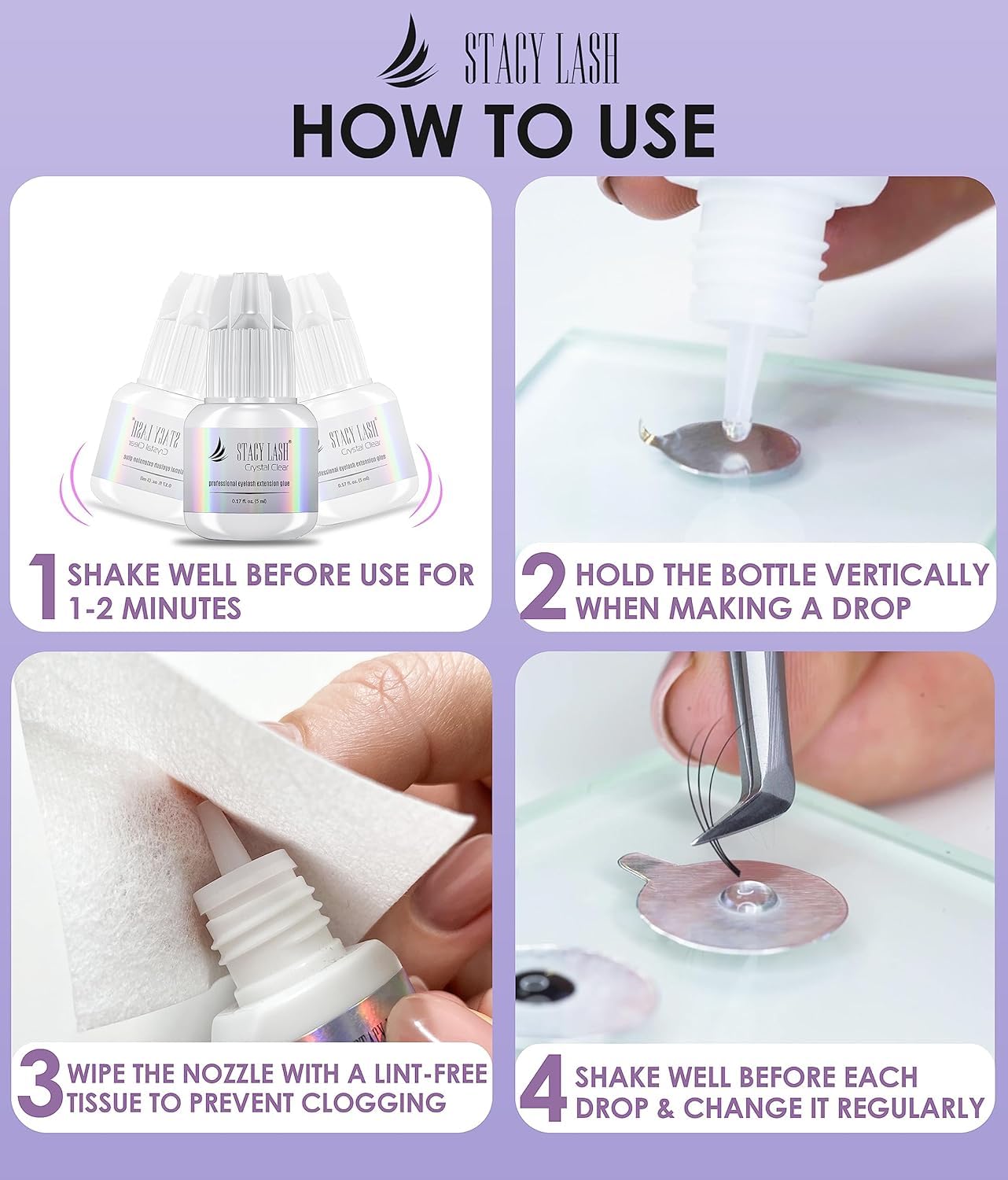 STACY LASH Crystal Clear glue retention graph suggests up to eight weeks