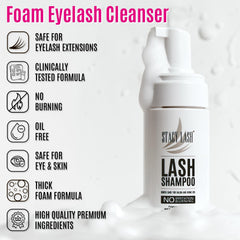 STACY LASH Lash Shampoo Kit, cepillo de limpieza para extensiones de pestañas.