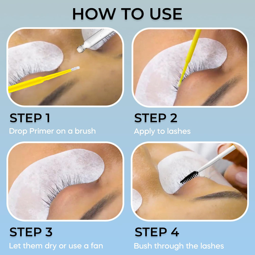 Stacy Lash Primer aplicación con microbrocha para un acabado duradero.