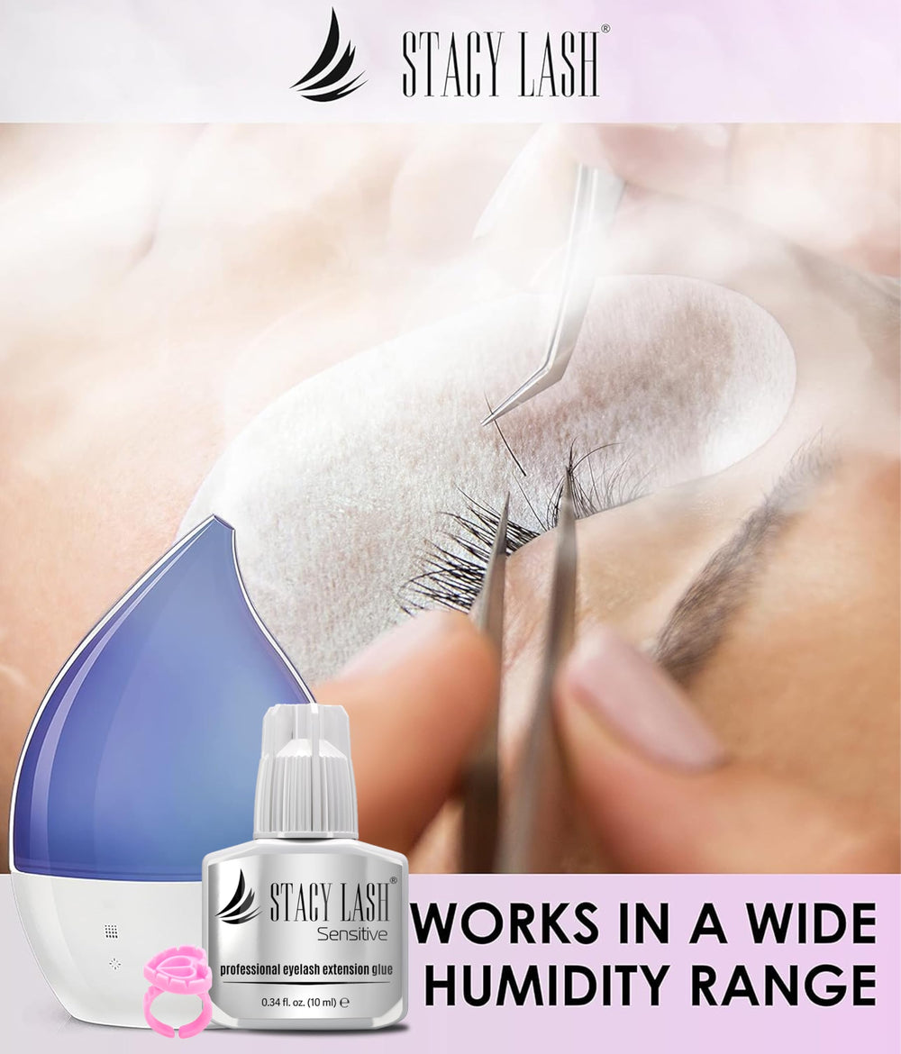 STACY LASH Sensitive glue used in a professional salon setting.