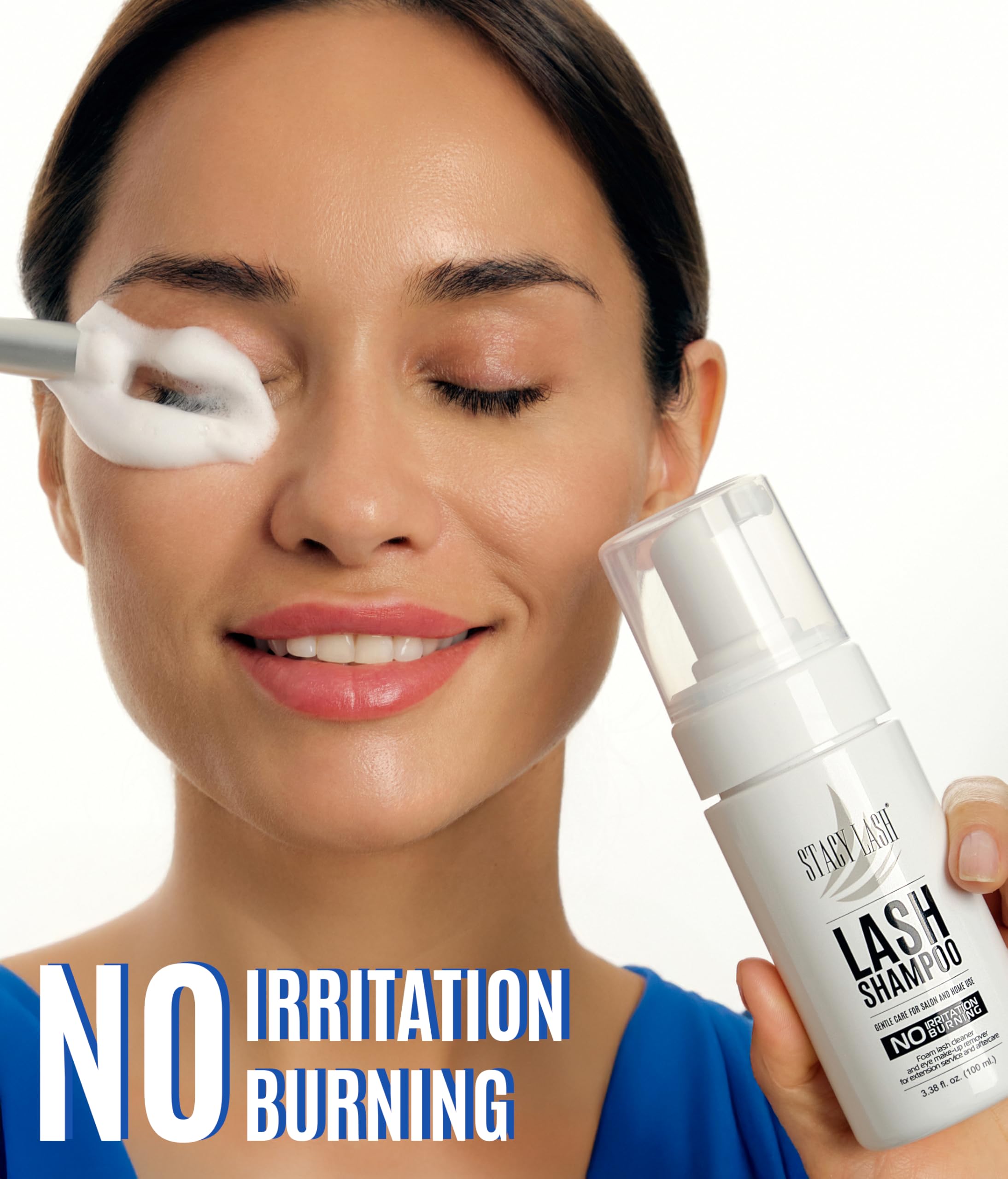 STACY LASH shampoo cepillo incluido: aplicación fácil para limpieza precisa.