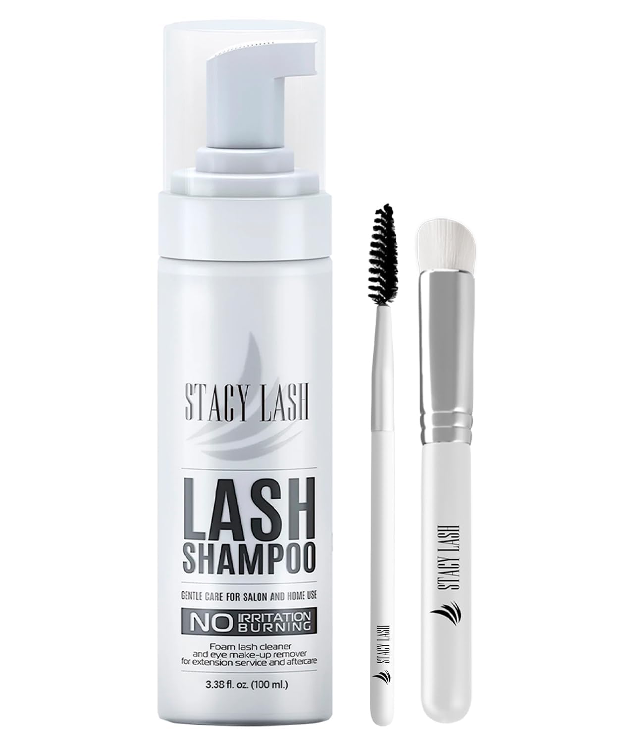 STACY LASH shampoo envase espumoso: limpieza suave para pestañas y extensiones.