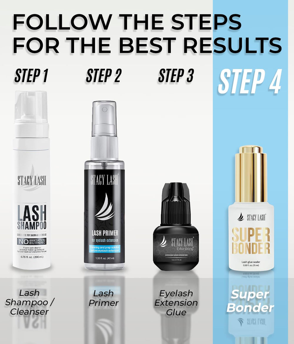 STACY LASH Super Bonder, sellado rápido para acabado pulcro.