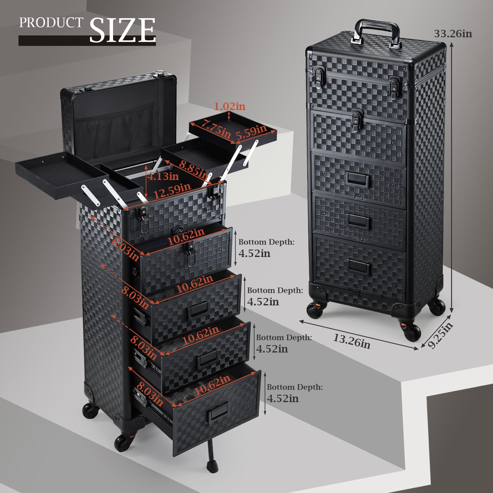 Estuche Stagiant negro con cuero y marco de aluminio para protección.