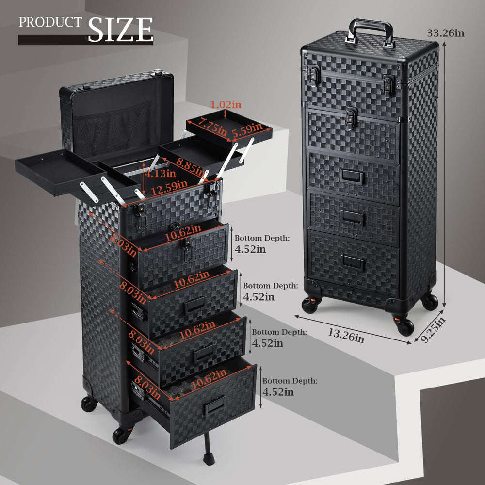Estuche Stagiant negro con cuero y marco de aluminio para protección.