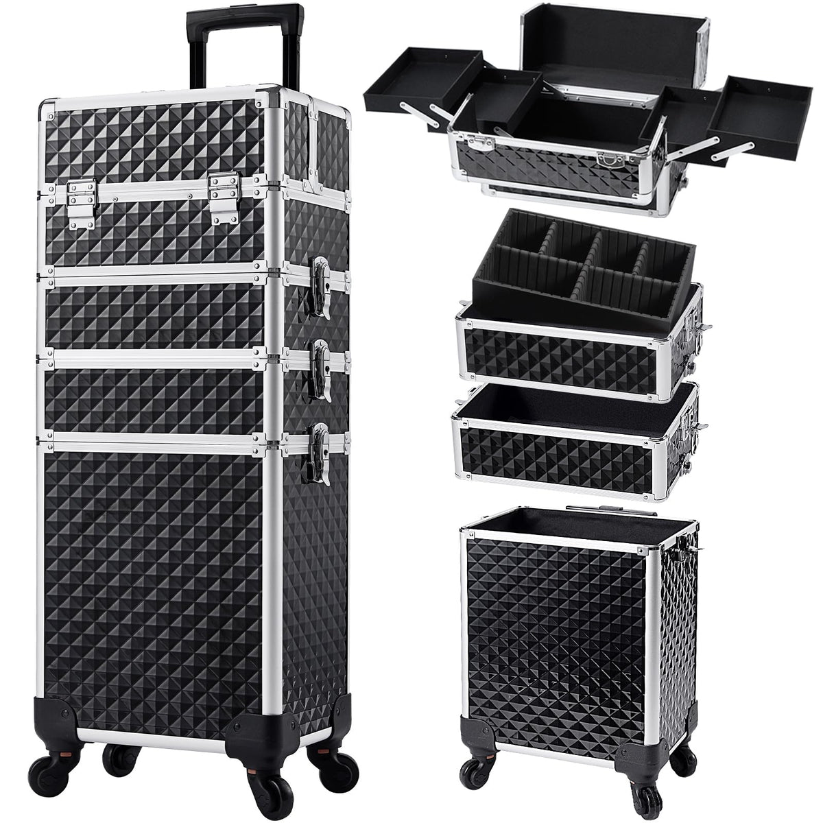 Stagiant estuche maquillaje con ruedas 360 para transporte suave