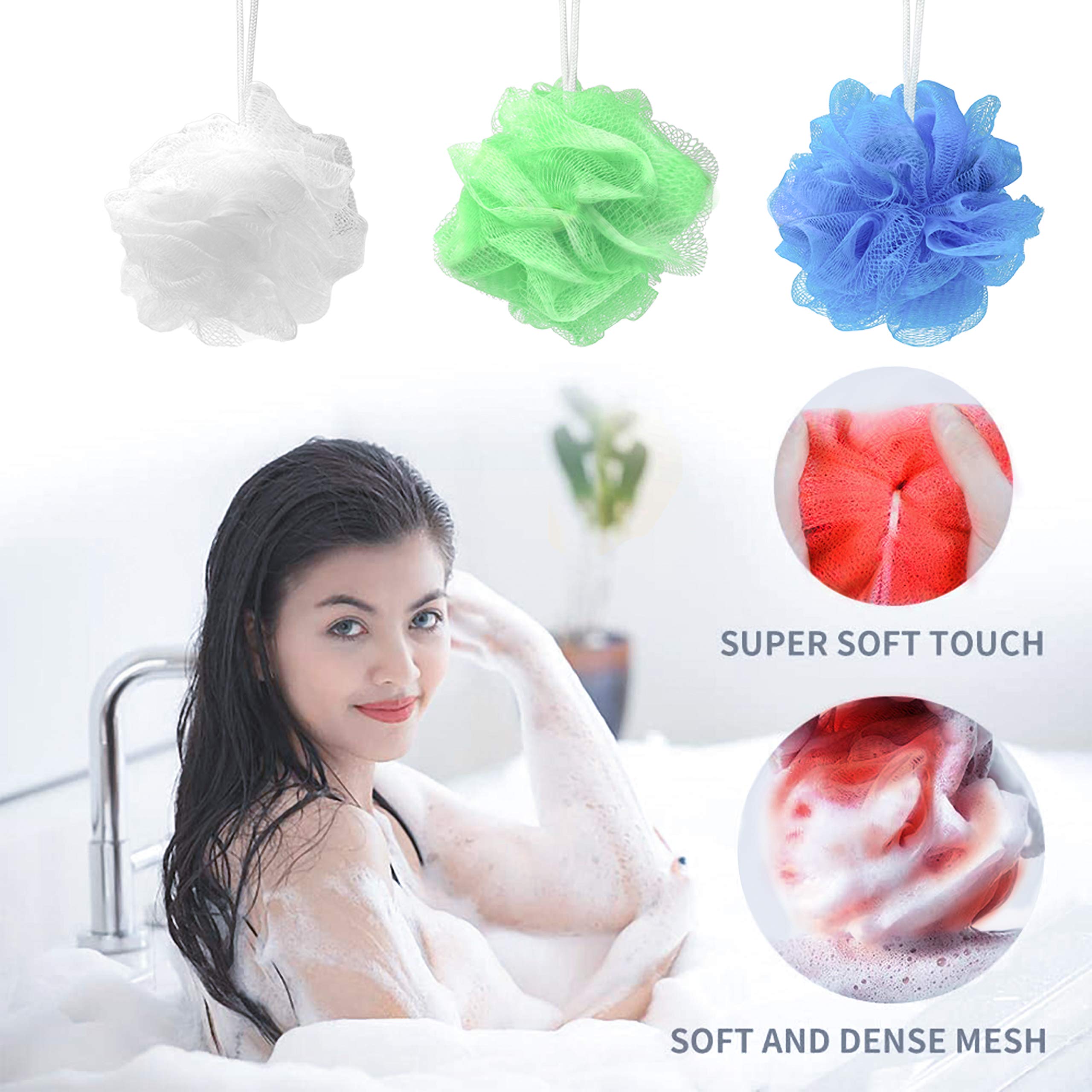 Star paquete de lufas de baño en 6 colores para toda la familia.