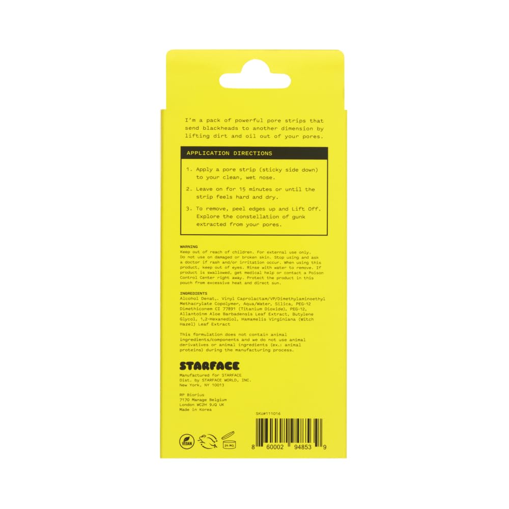Starface World Lift Off Pore Strips nariz primer plano muestra poros limpios.