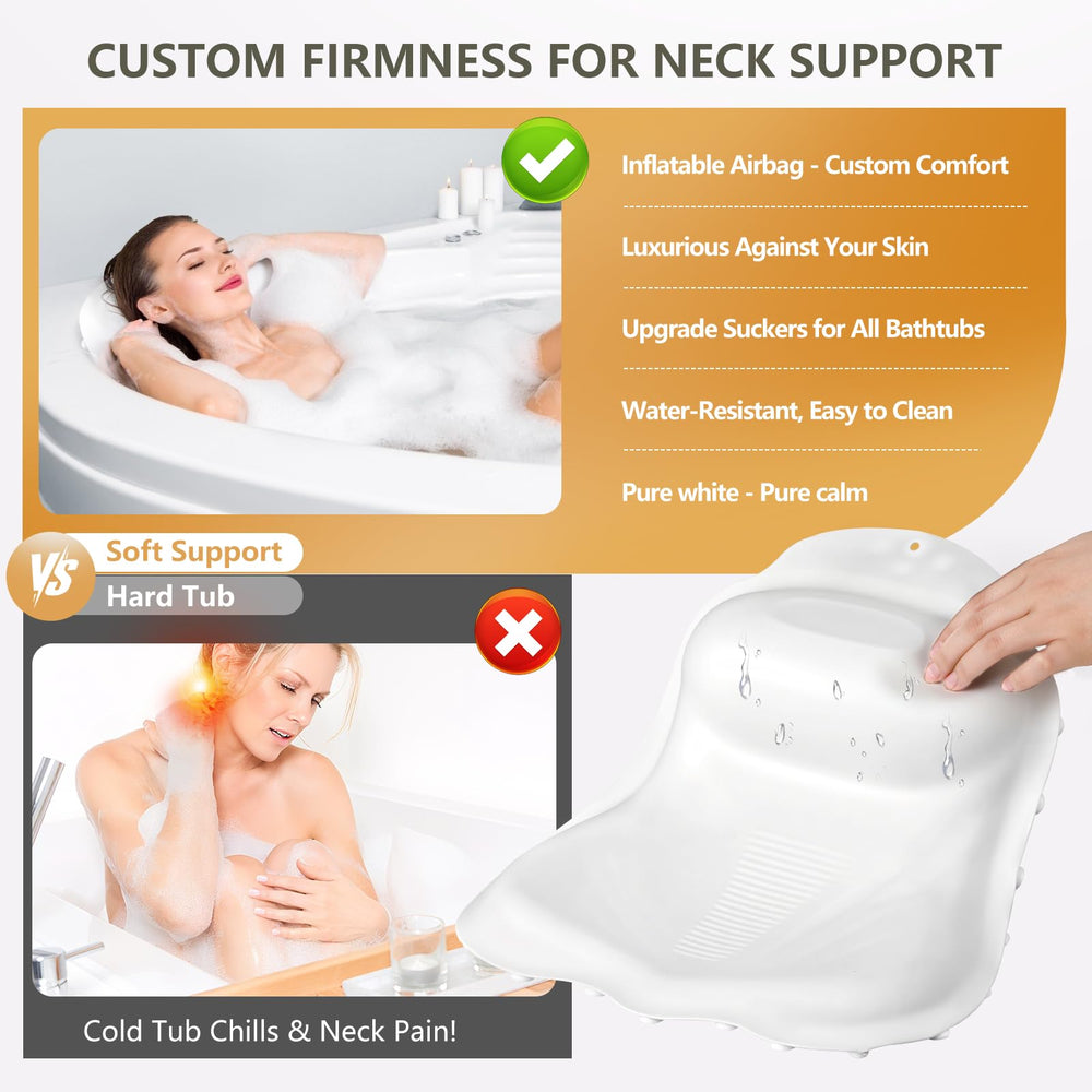 Starotatess almohada de baño ergonómica con ventosas para fijación estable.