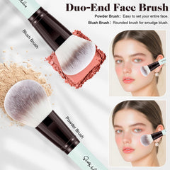 START MAKERS brochas dobles para base y corrector, cerdas sintéticas suaves para cobertura suave