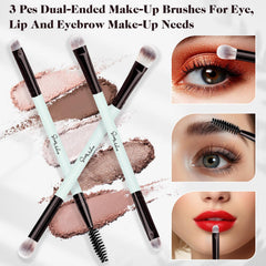 START MAKERS brochas dobles para sombra y polvo, aplicación suave con poco residuo