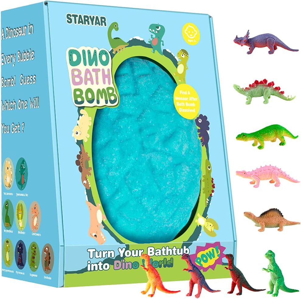 Bomba STARYAR con sorpresa Dino, diversión segura para el baño.