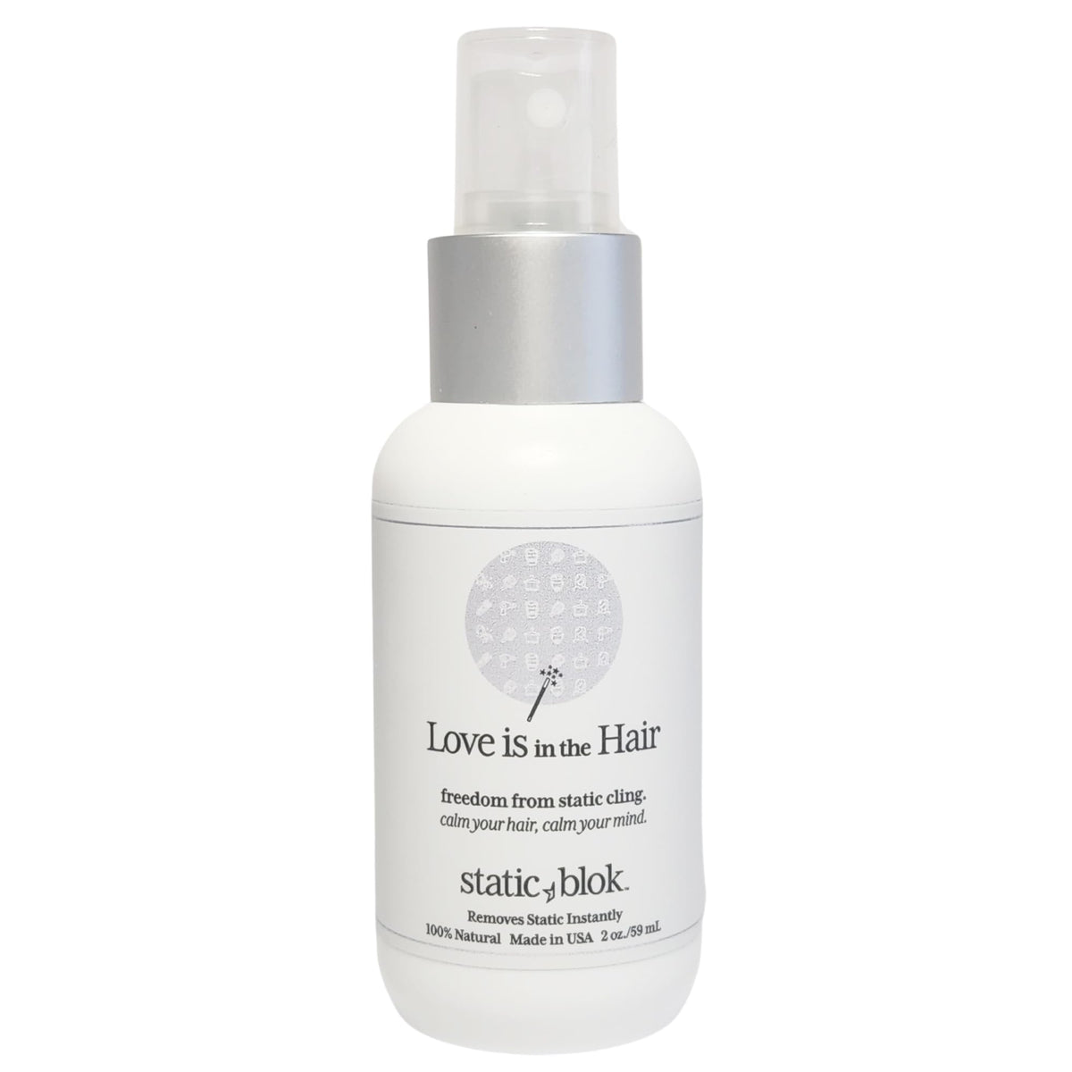 Static Blok: spray antiestático para cabello que elimina la estática al instante.