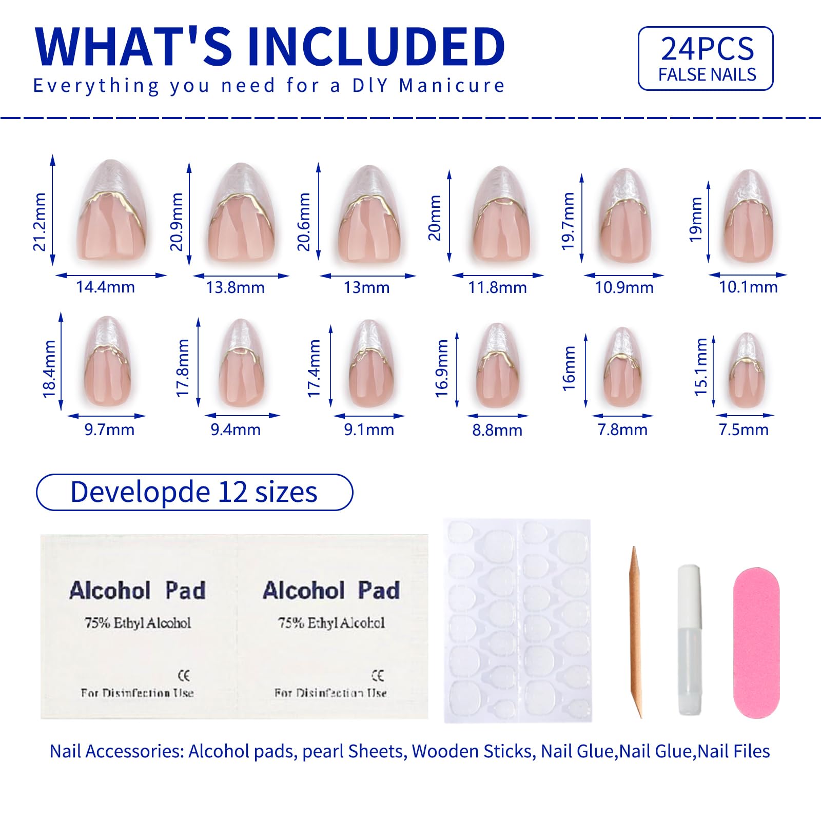 STBISEN kit uñas con pegamento natural reutilizable para manicuras caseras