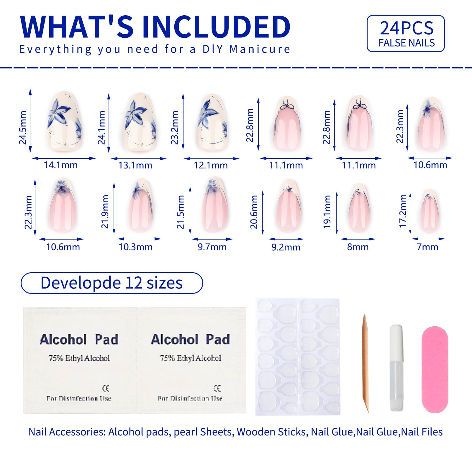Stbisen Kit de uñas pegables reutilizables para manicura rápida en casa.