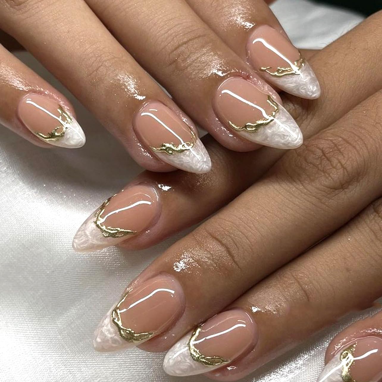 STBISEN uñas cortas Frances almendra para un look elegante y cómodo
