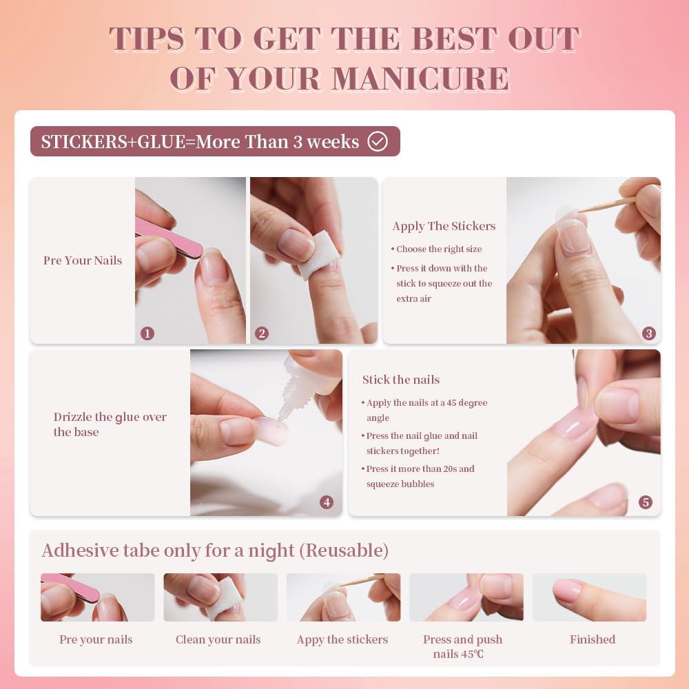 Contenido del set STBISEN con 30 uñas y herramientas incluidas.