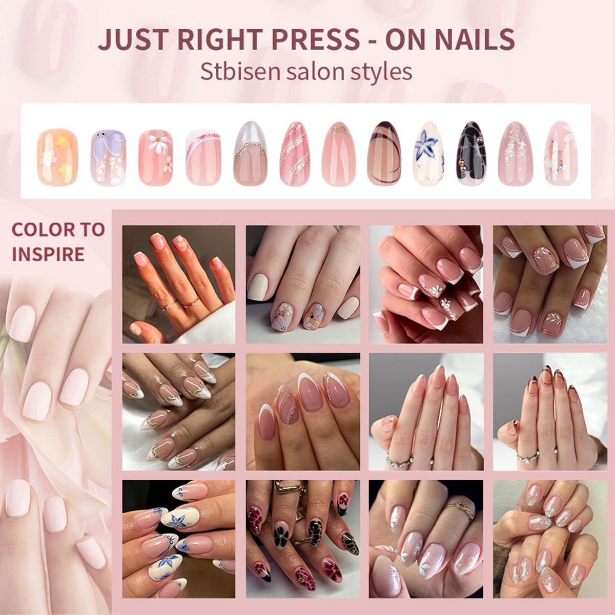 Uñas STBISEN reutilizables para retoques rápidos en casa.