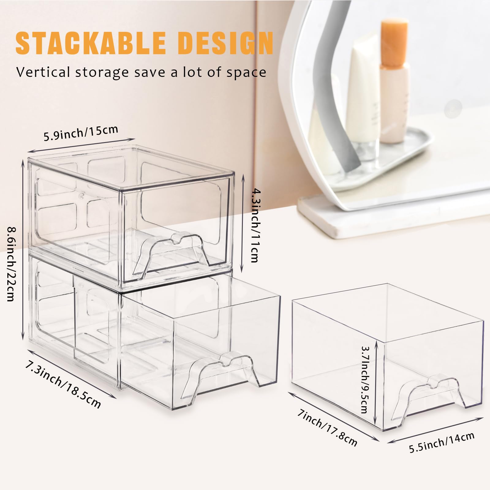 Stebopum organizador acrílico transparente para vanity y visualización de contenidos.
