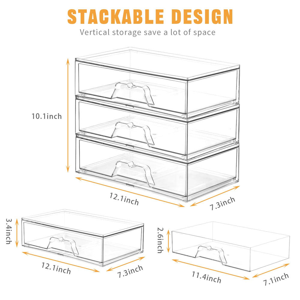 Stebopum organizador de maquillaje apilable 3 piezas, vista superior para ver productos