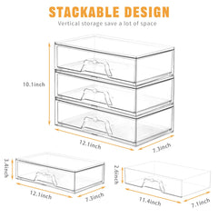 Stebopum organizador de maquillaje apilable 3 piezas, vista superior para ver productos