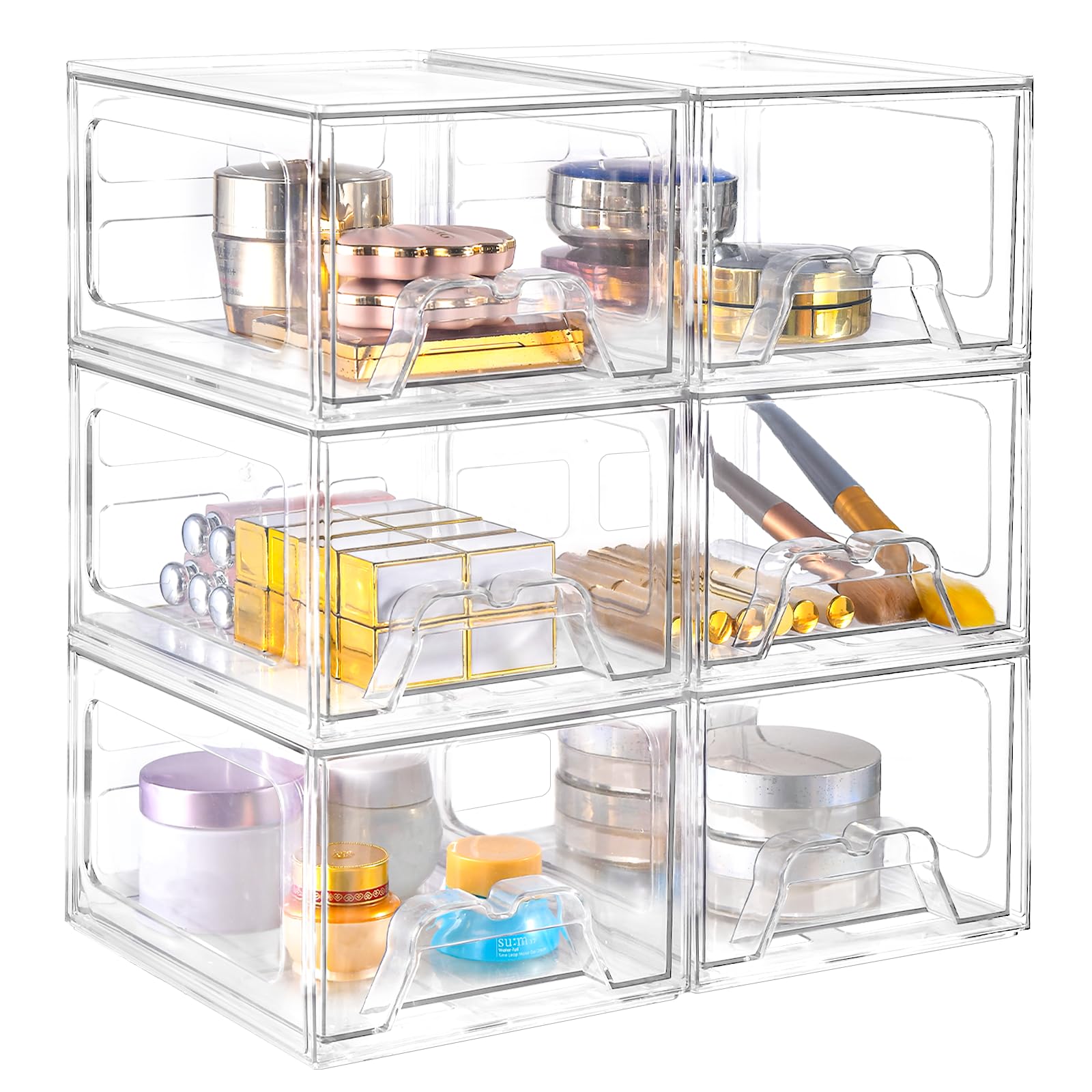 Stebopum organizador maquillaje apilable con 6 cajones para ordenar tu tocador.