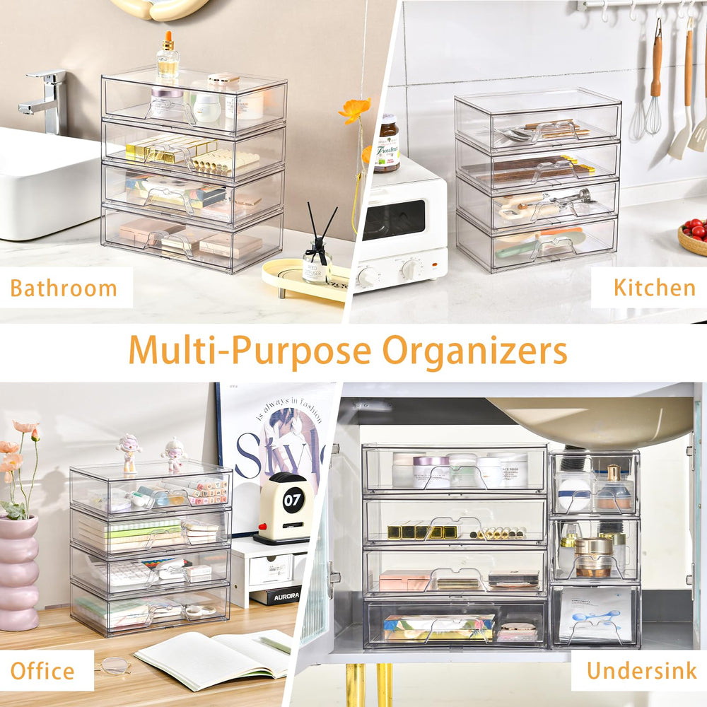 Stebopum organizador de maquillaje apilable, perfecto para tocador o escritorio