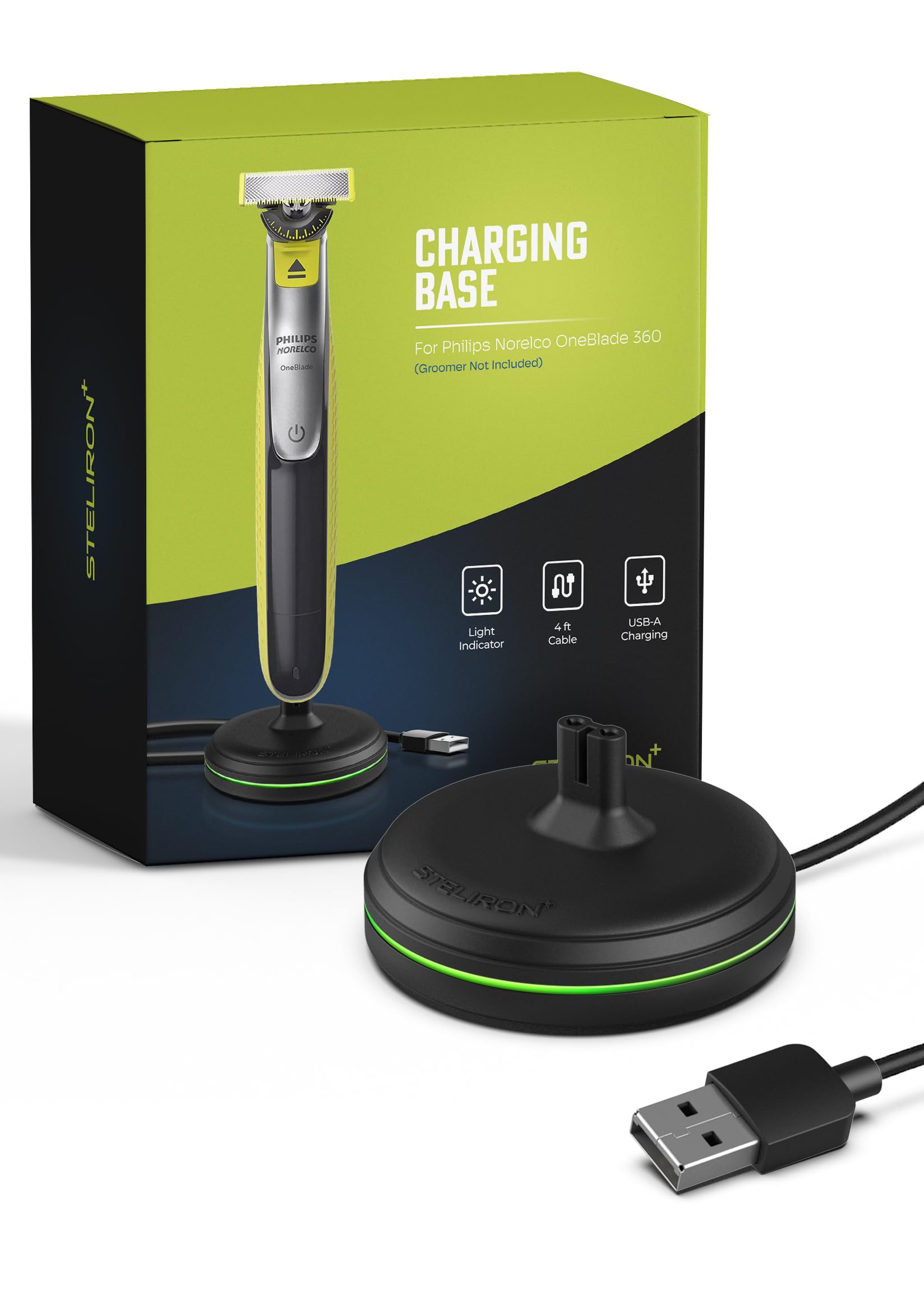 Steliron cargador OneBlade 360 en base vertical, compatible con QP2724 y QP2834.