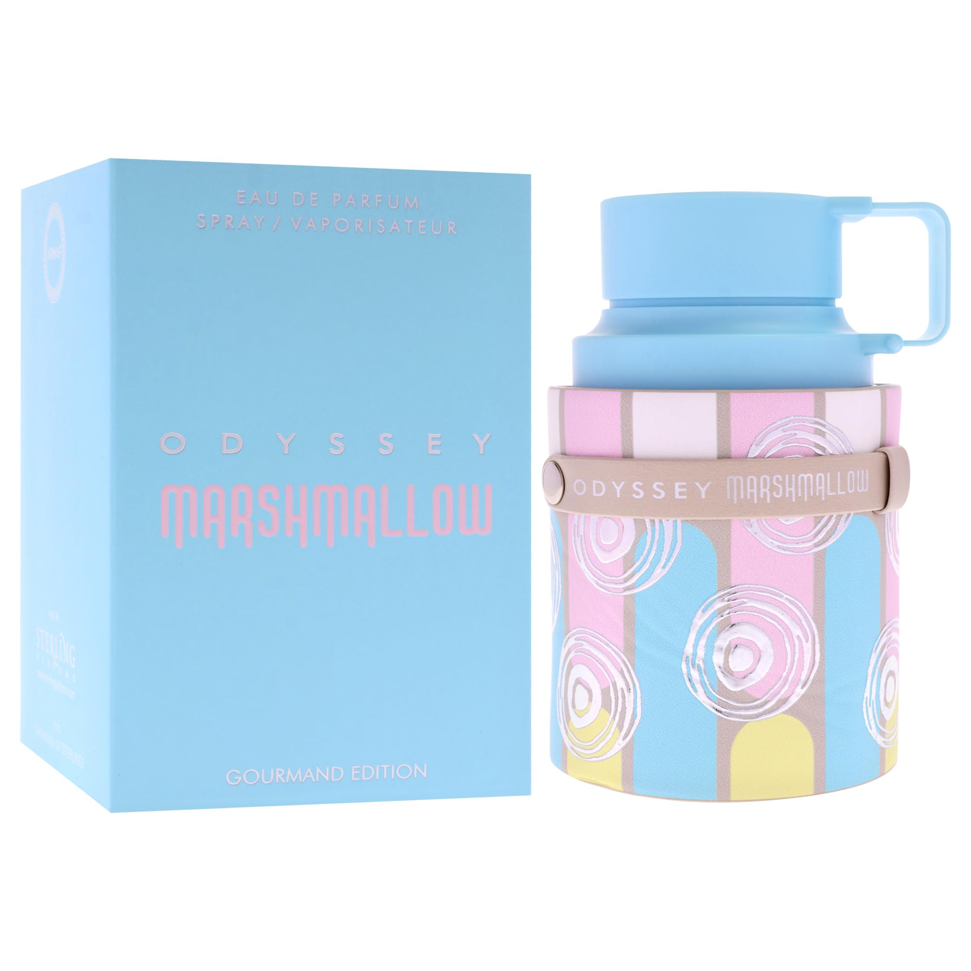 Odyssey Marshmallow Gourmand de Sterling Parfums, nota frutal destacada para frescura.