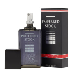 Etiqueta del frasco Stetson Preferred Stock con notas cálidas.