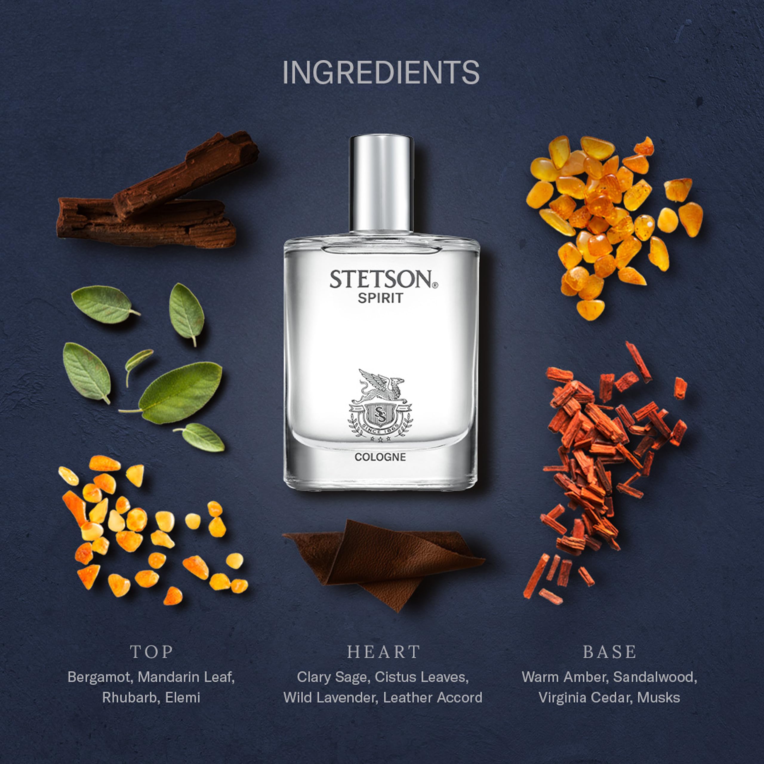 Stetson Spirit fondo-ambre-sándalo-madera base cálida y agradable que perdura.