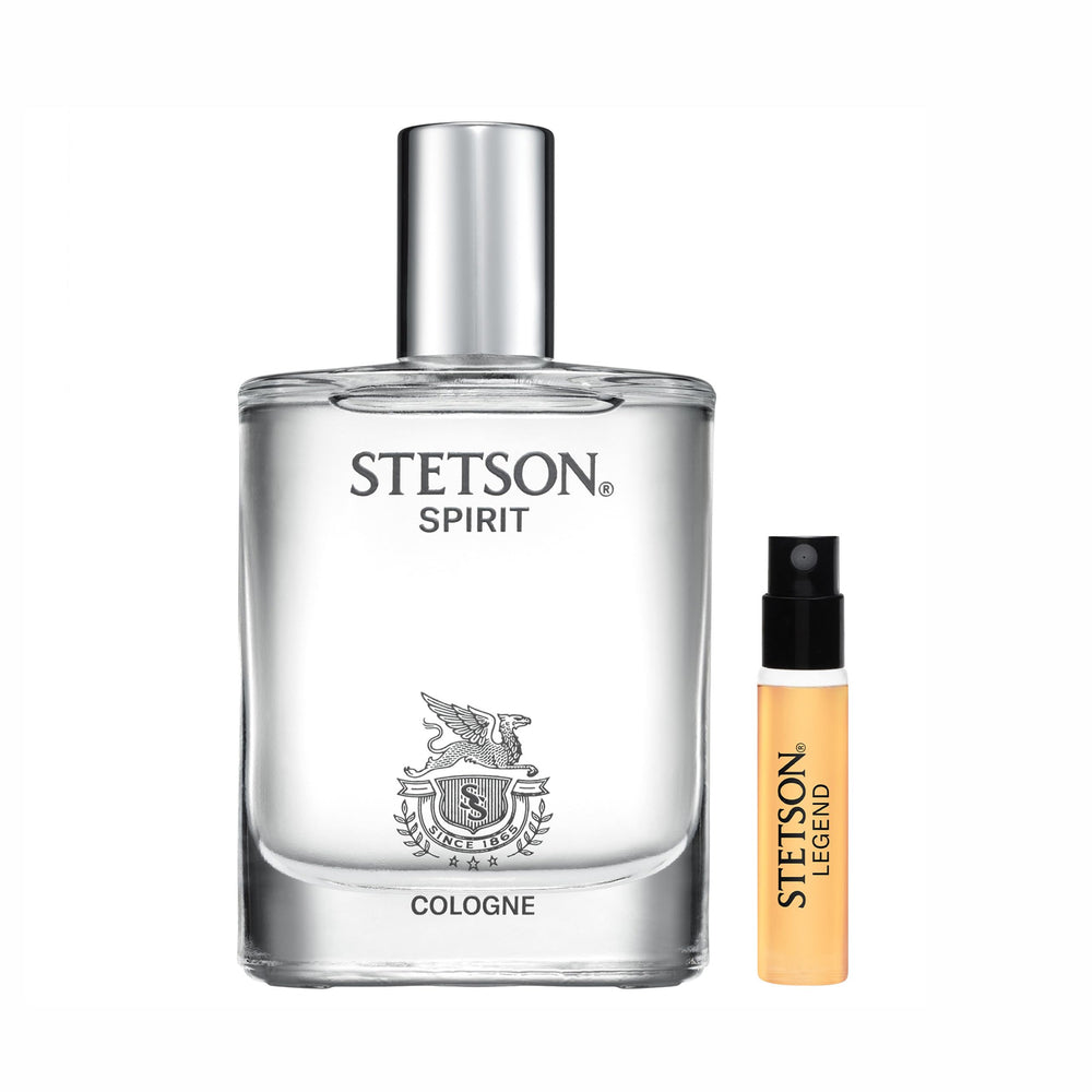 Stetson Spirit frasco-frontal muestra diseño varonil para presencia marcada.