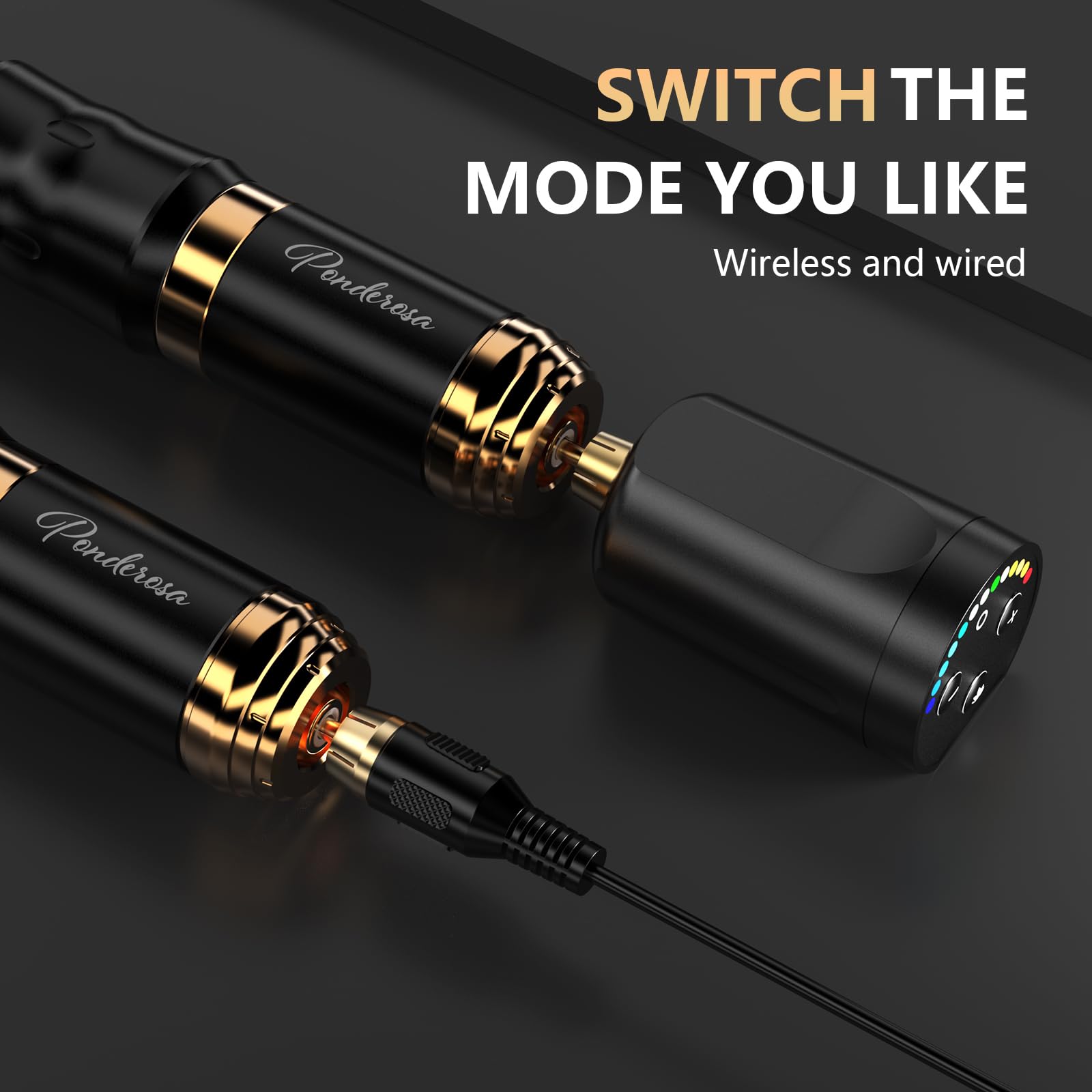 STIGMA kit tatuaje inalámbrico con dos baterías de 1400mAh para uso continuo sin cables.