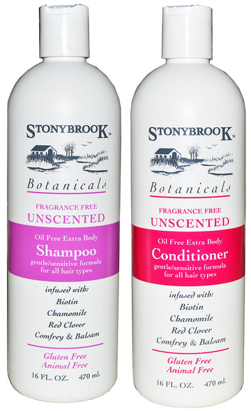 Stonybrook Botanicals champú sin fragancia, botella transparente para uso diario suave