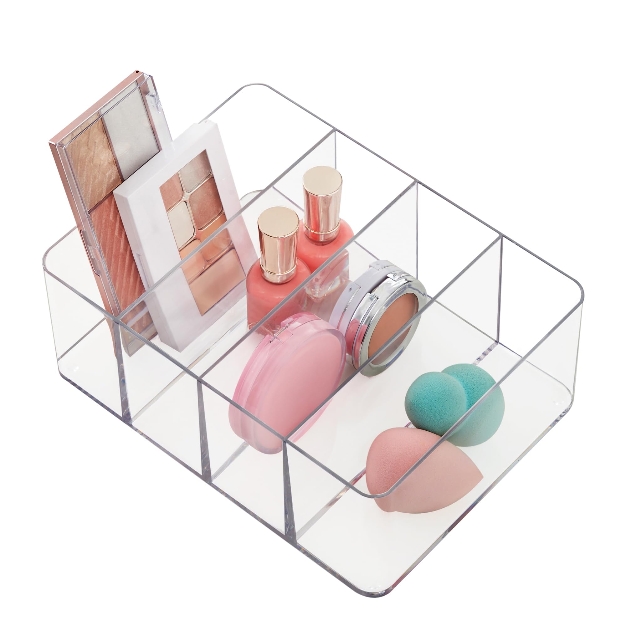STORi 4 compartimentos, organizador plástico claro, útil para maquillaje y organización.