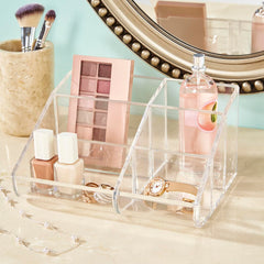 STORi organizador para botellas de cuidado de piel, orden visual y fácil alcance.