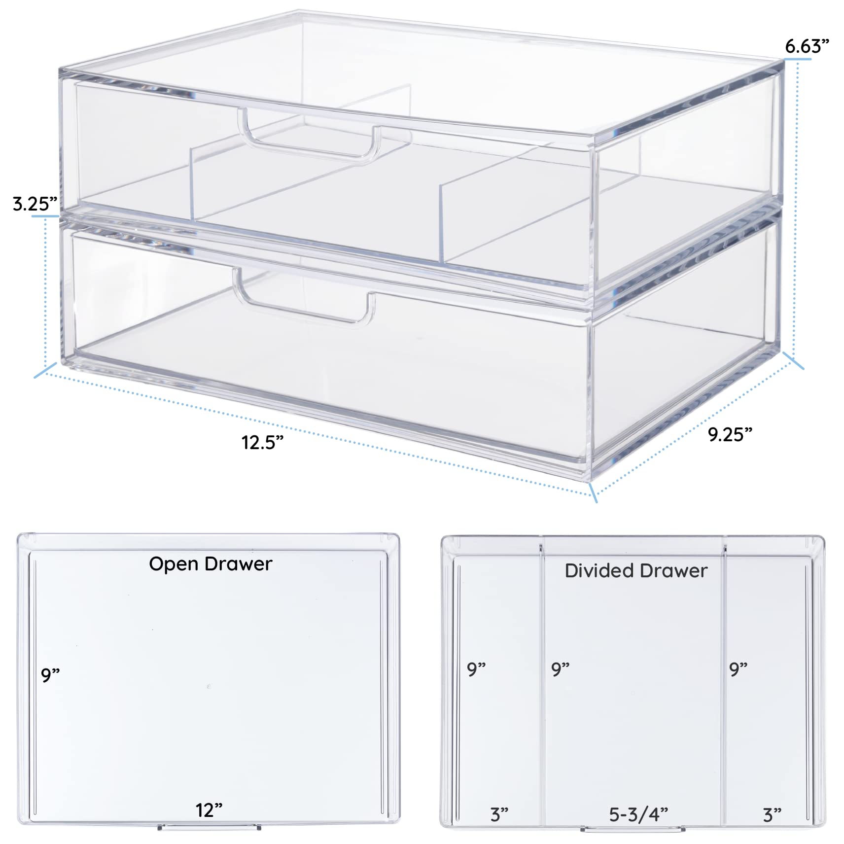 Detalle de plástico transparente STORi STAX para ver contenidos de forma rápida.