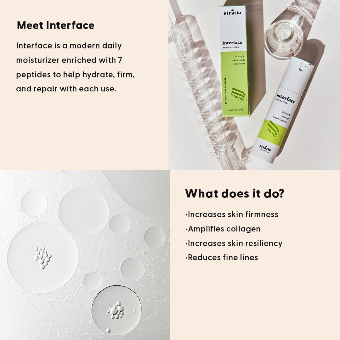 Stratia Interface – peptides visage pour peau revitalisée et fermeté améliorée.