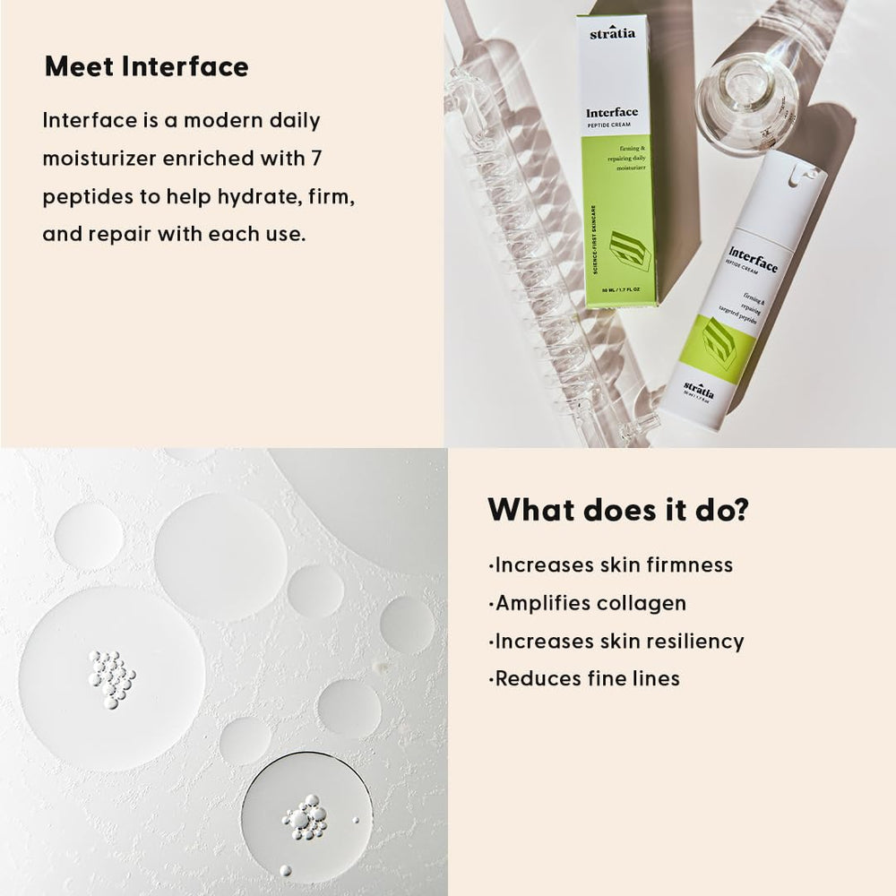 Stratia Interface – peptides visage pour peau revitalisée et fermeté améliorée.