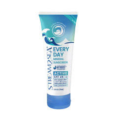 STREAM 2 SEA protege con mineral SPF45 para uso diario en rostro y cuerpo.