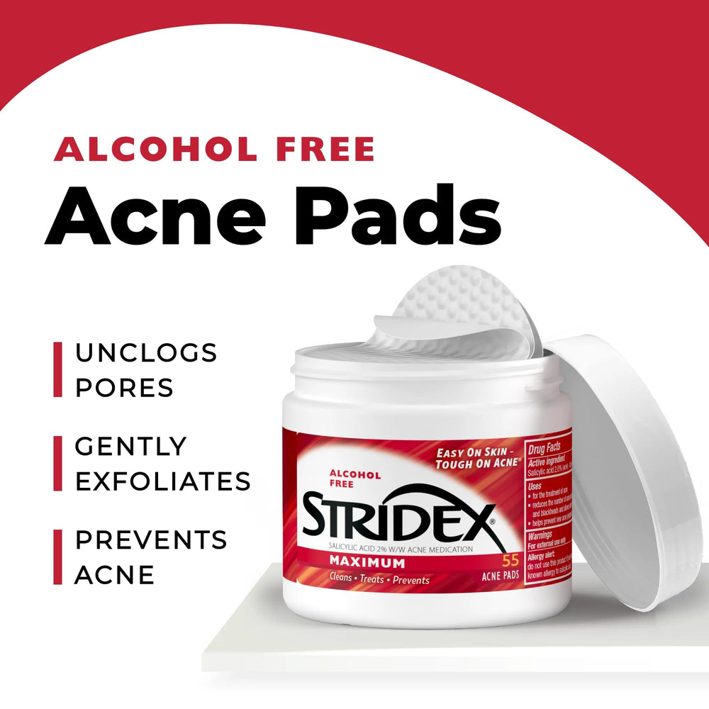 Stridex Máximo almohadillas sin alcohol: cuidado suave para piel sensible