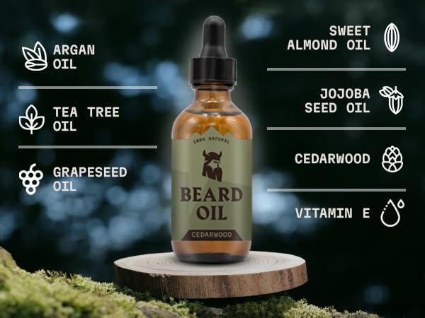 Striking Viking Aceite para Barba Cedro, aplicación suave para empezar
