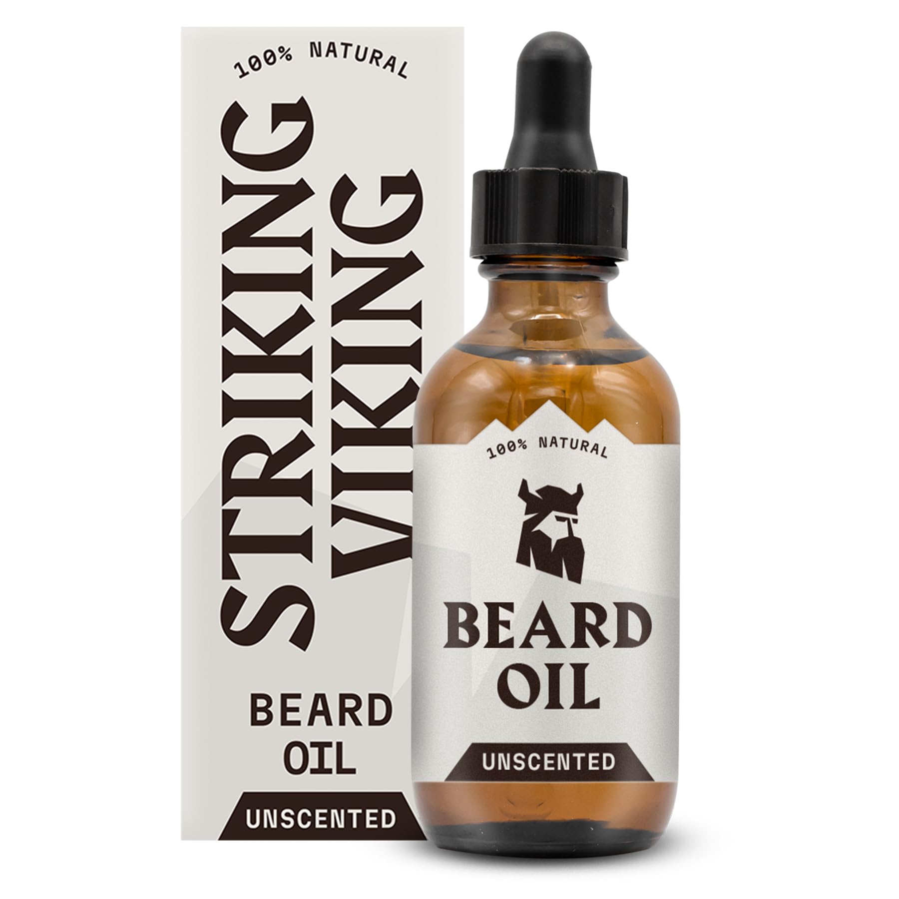 Striking Viking aceite de barba sin fragancia en botella, ideal para piel sensible.
