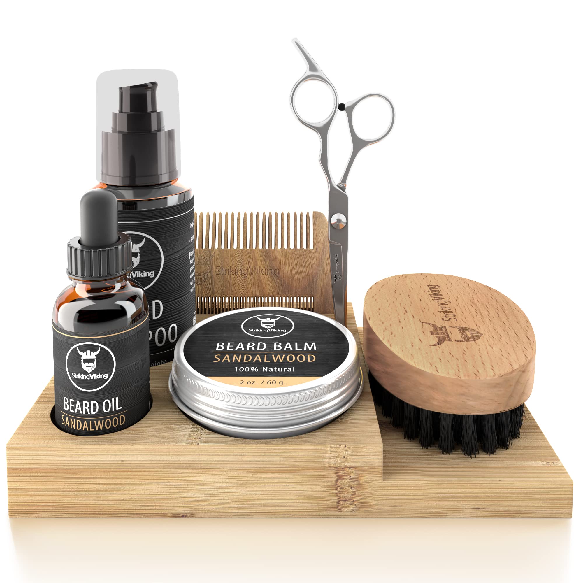Striking Viking organizador de bambú para barba, frontal para aceites y bálsamo, orden práctico