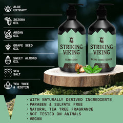 Striking Viking Barba Acondicionador con Árbol de Té y Biotina, acabado suave.