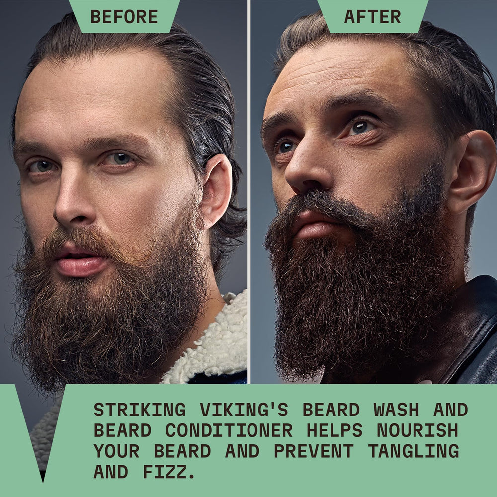 Striking Viking Barba Rutina simple de lavar, enjuagar y acondicionar.