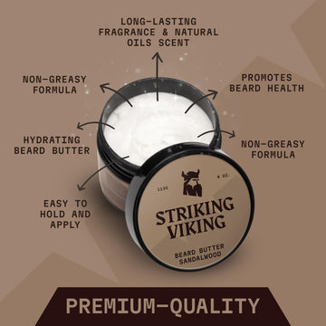 La textura cremosa de Striking Viking Sandalwood Barba facilita la aplicación suave