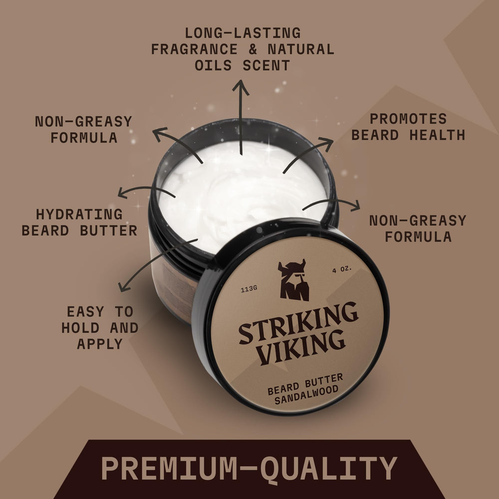 La textura cremosa de Striking Viking Sandalwood Barba facilita la aplicación suave