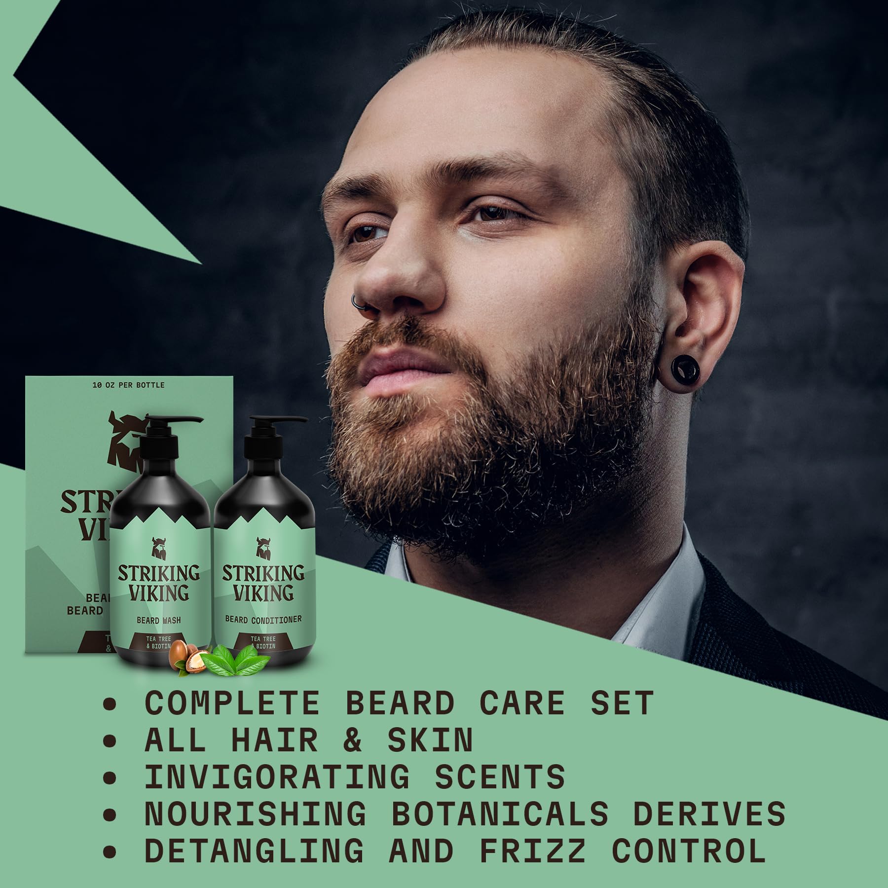 Striking Viking Barba Sin parabenos ni sulfatos para cuidado diario.