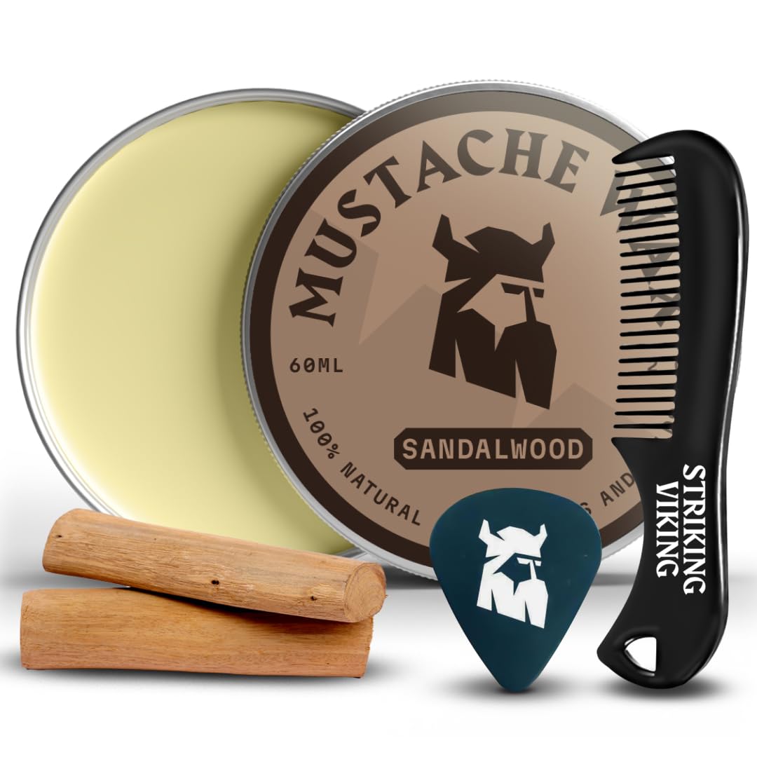 Striking Viking cera para bigote con sándalo y 2 oz, fijación duradera